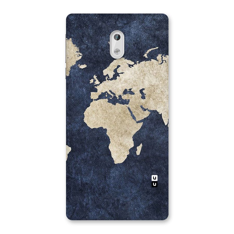 World Map Blue Gold Back Case for Nokia 3