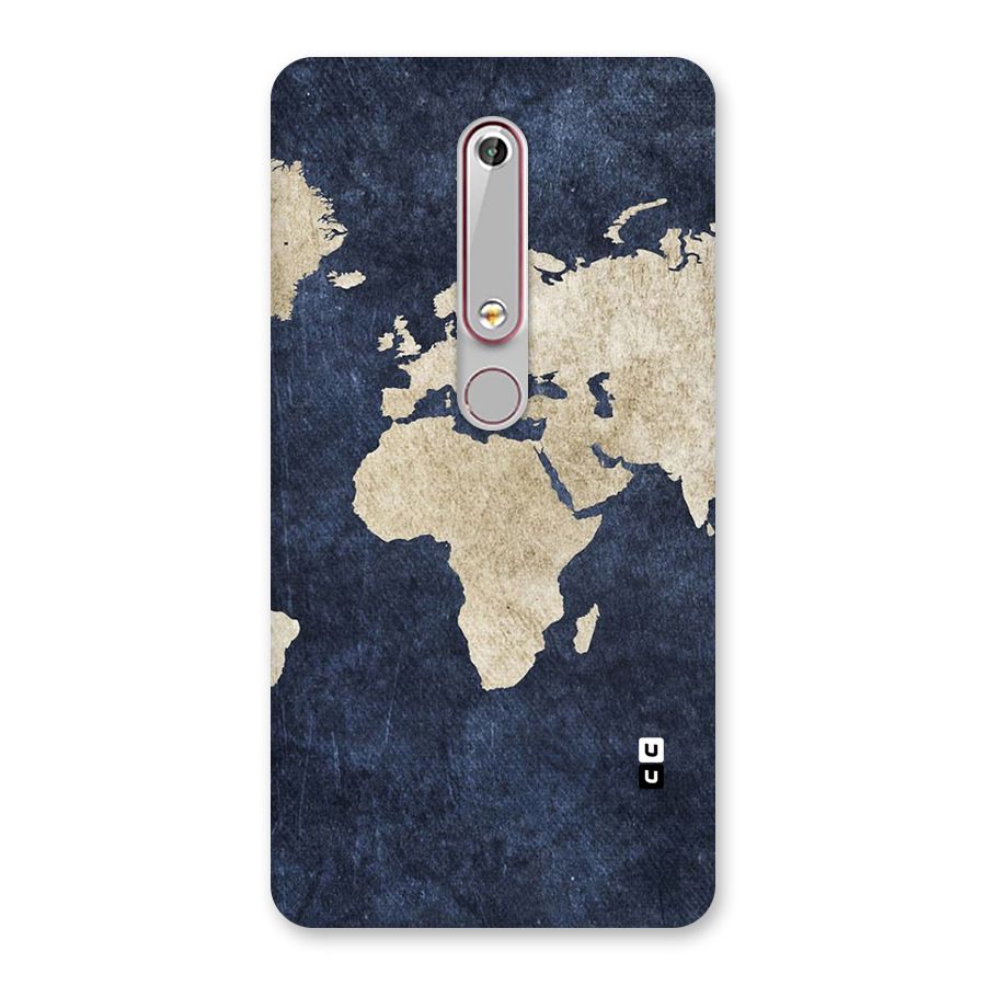 World Map Blue Gold Back Case for Nokia 6.1