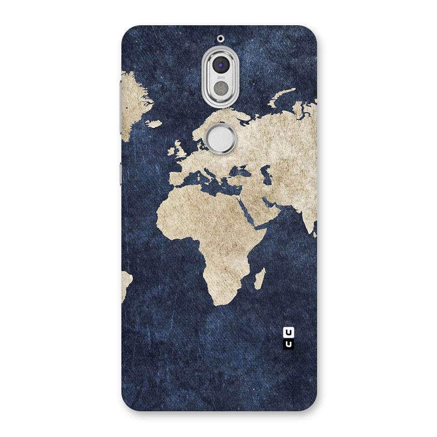 World Map Blue Gold Back Case for Nokia 7