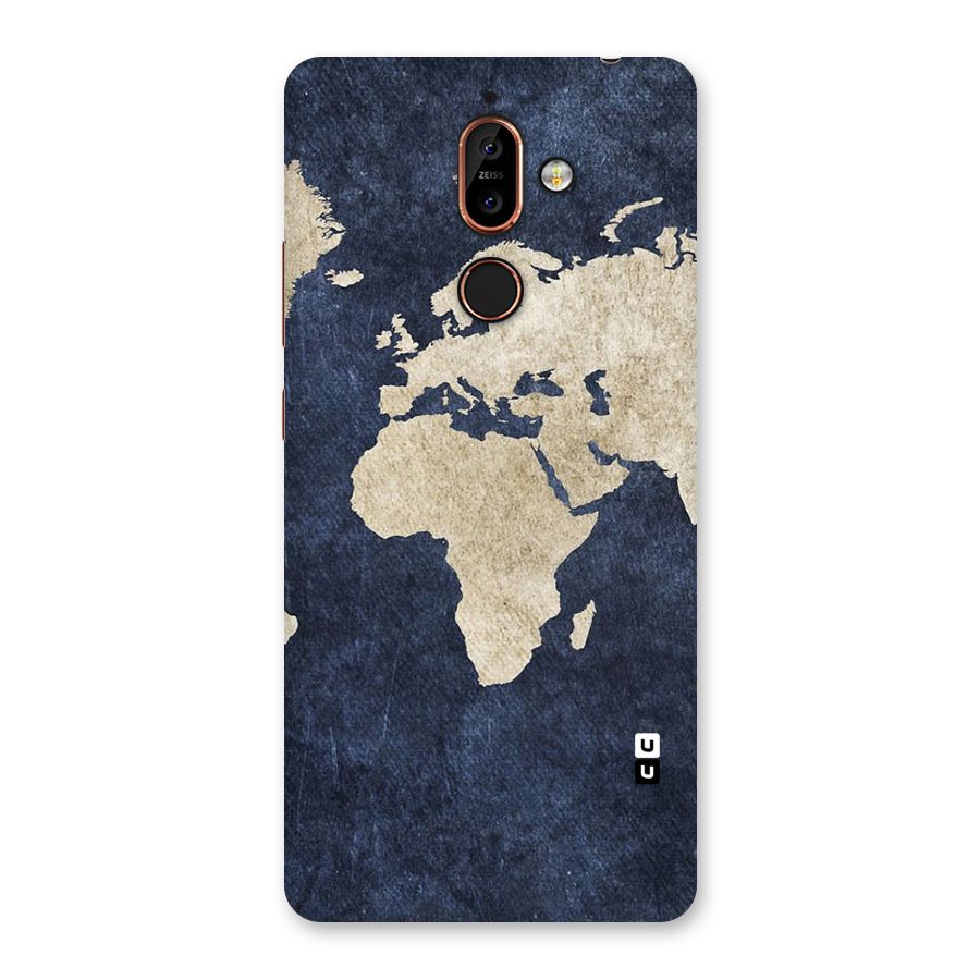 World Map Blue Gold Back Case for Nokia 7 Plus
