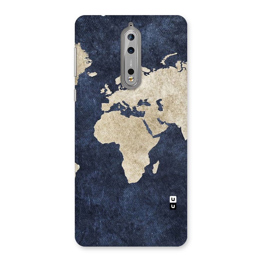 World Map Blue Gold Back Case for Nokia 8