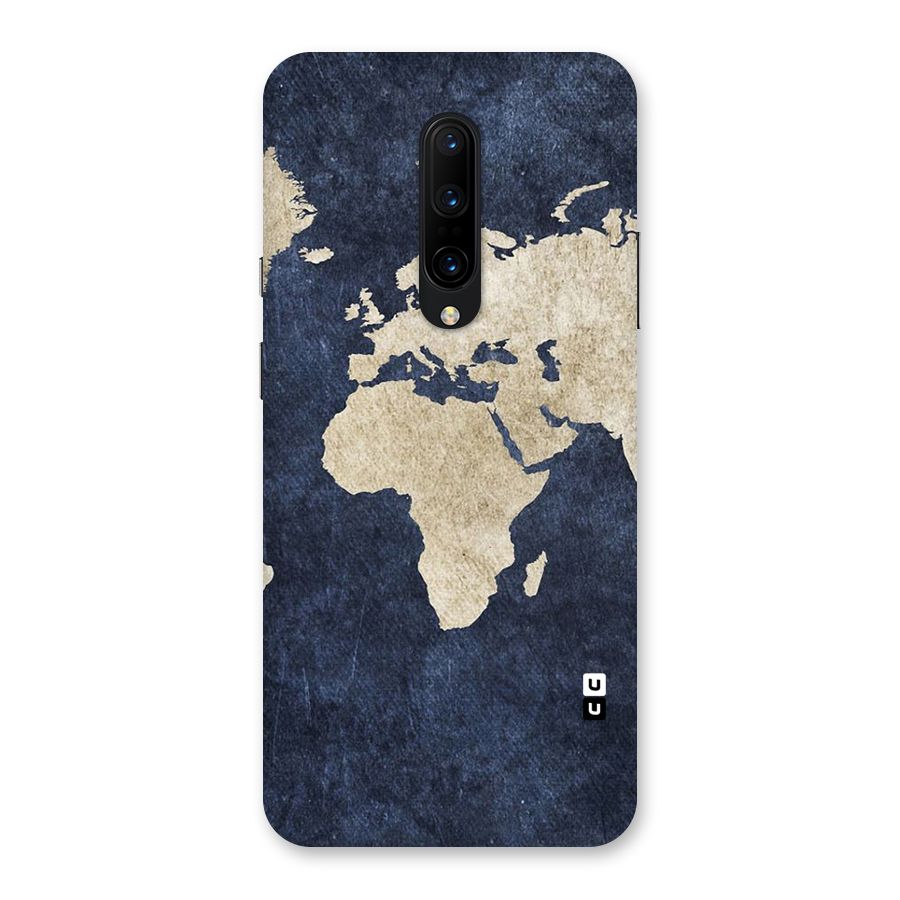 World Map Blue Gold Back Case for OnePlus 7 Pro
