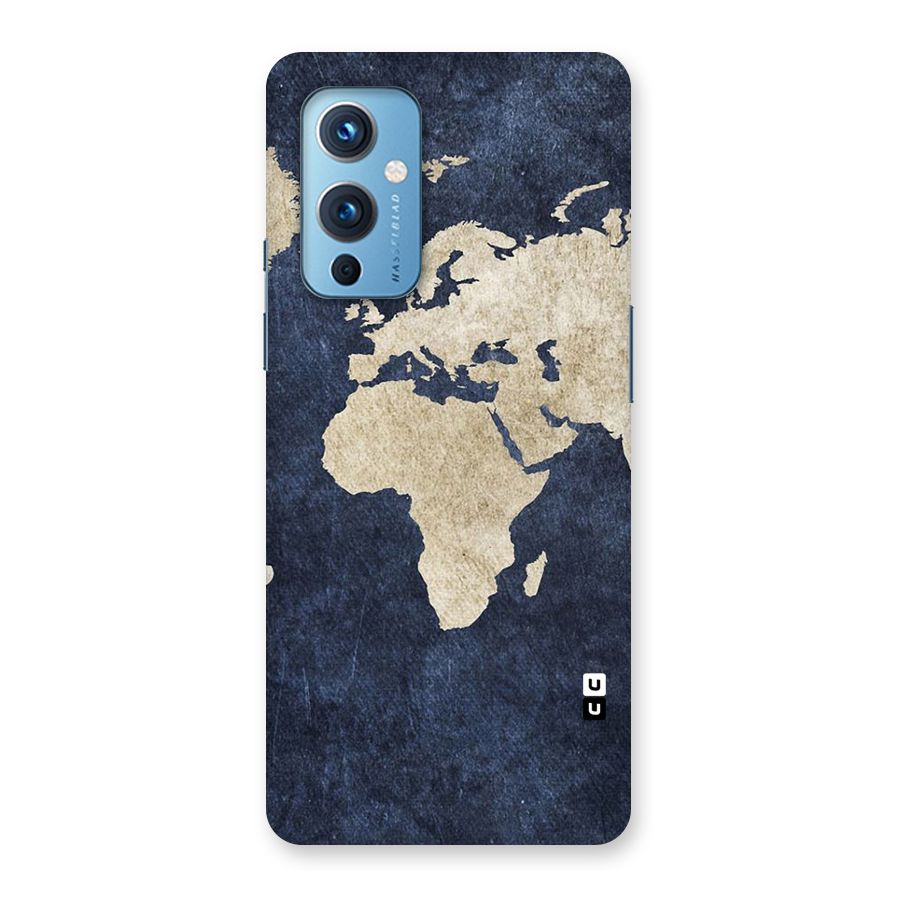 World Map Blue Gold Back Case for OnePlus 9