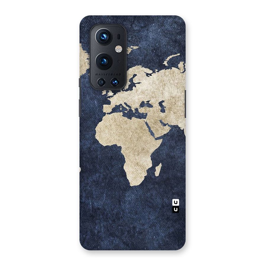 World Map Blue Gold Back Case for OnePlus 9 Pro