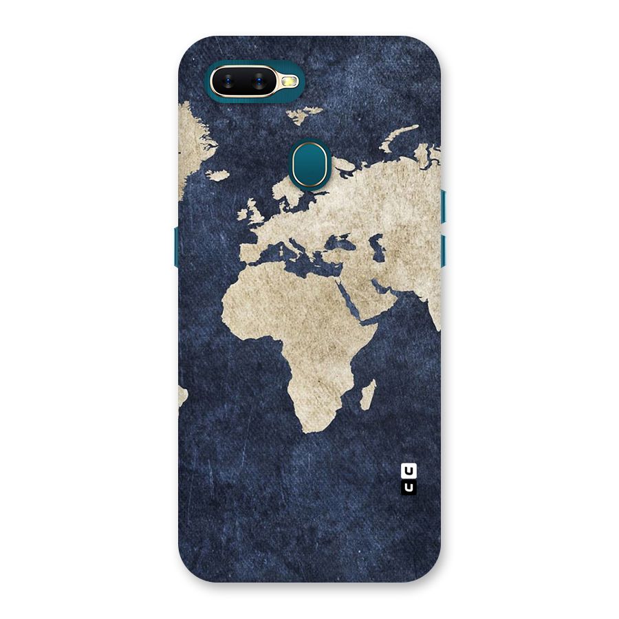 World Map Blue Gold Back Case for Oppo A11k