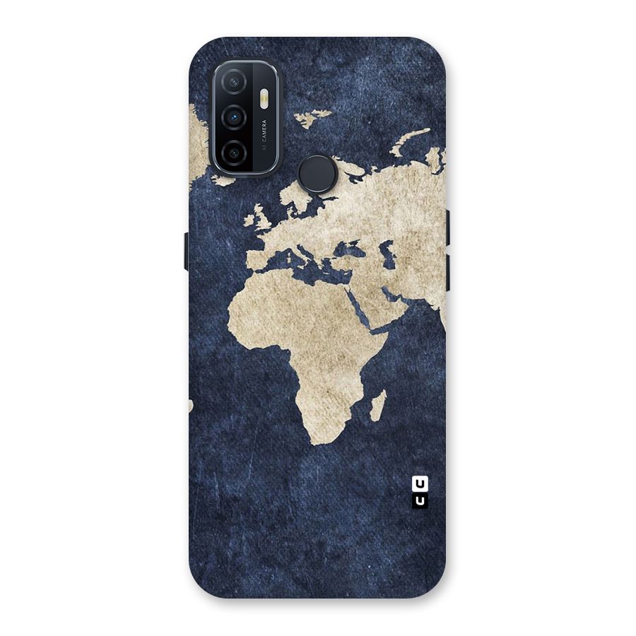 World Map Blue Gold Back Case for Oppo A32