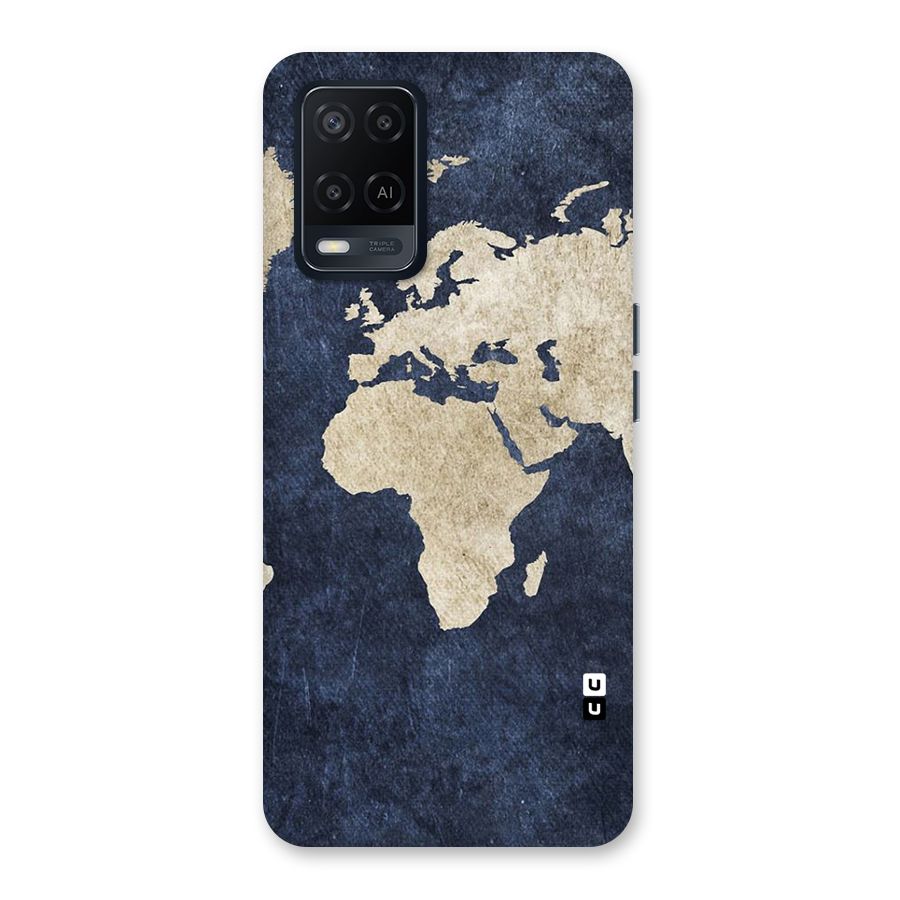 World Map Blue Gold Back Case for Oppo A54