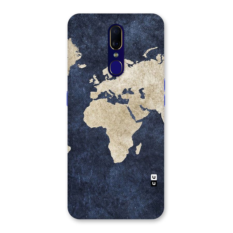 World Map Blue Gold Back Case for Oppo F11