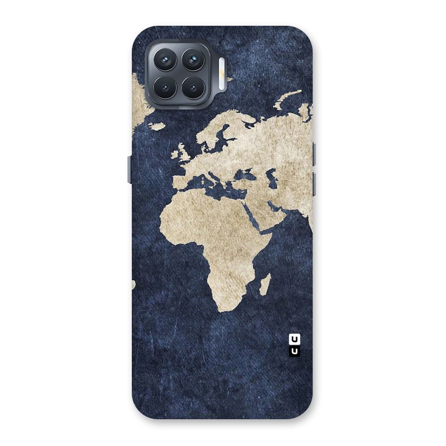 World Map Blue Gold Back Case for Oppo F17 Pro