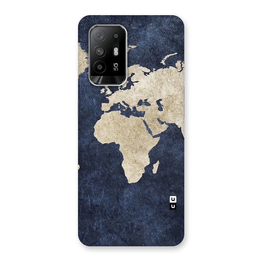 World Map Blue Gold Back Case for Oppo F19 Pro Plus 5G