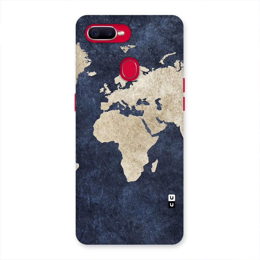World Map Blue Gold Back Case for Oppo F9 Pro