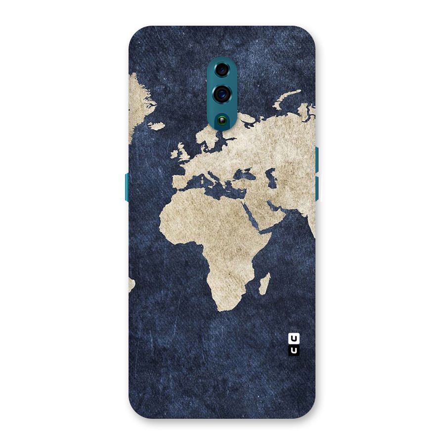 World Map Blue Gold Back Case for Oppo Reno