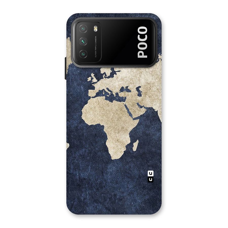 World Map Blue Gold Back Case for Poco M3