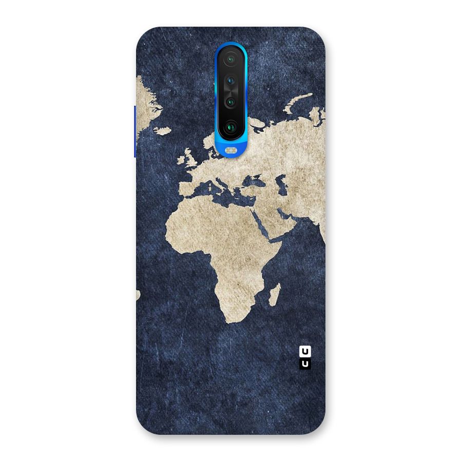 World Map Blue Gold Back Case for Poco X2