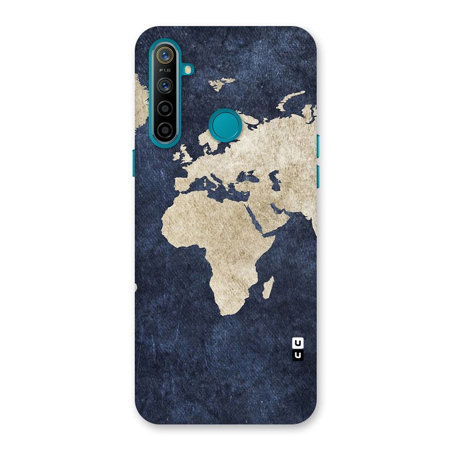 World Map Blue Gold Back Case for Realme 5i