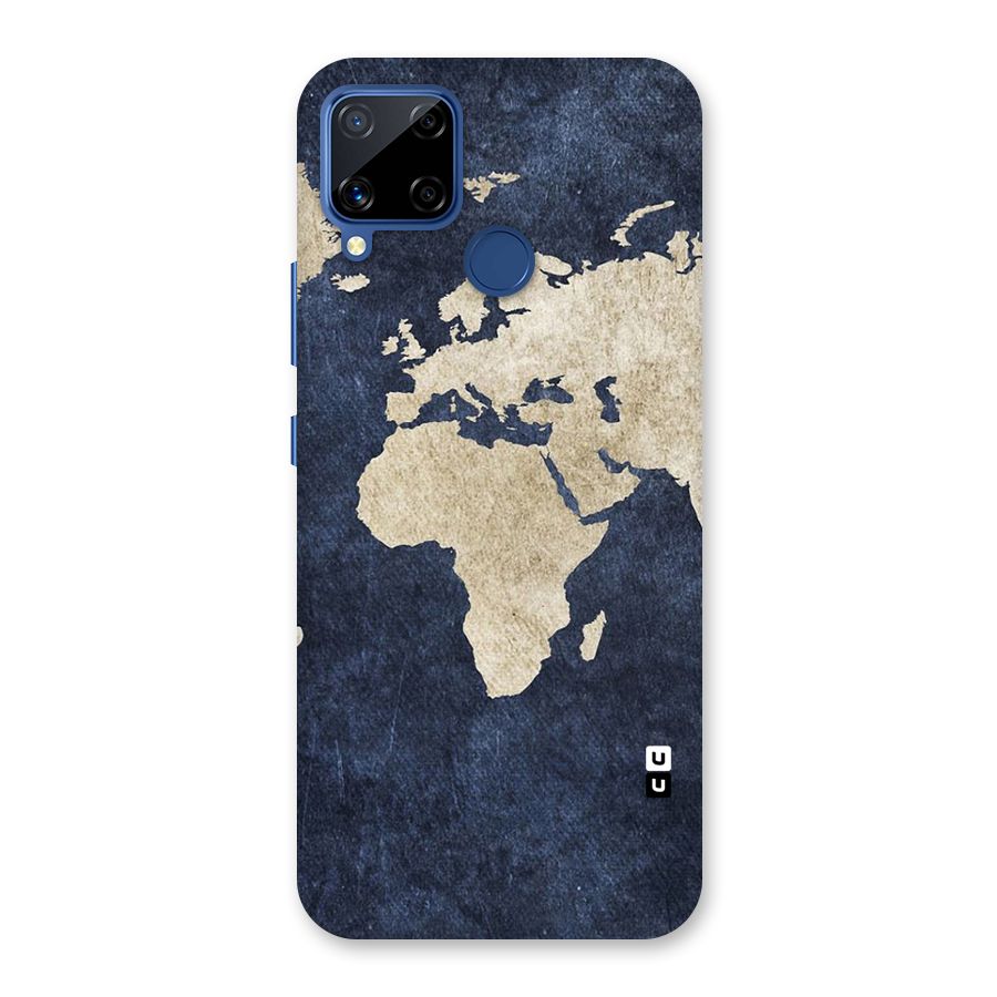 World Map Blue Gold Back Case for Realme C15