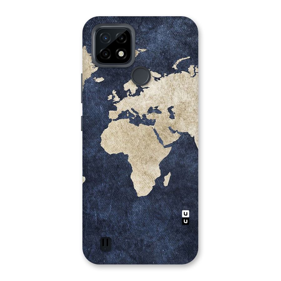 World Map Blue Gold Back Case for Realme C21