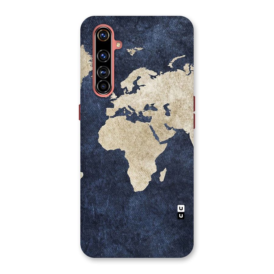 World Map Blue Gold Back Case for Realme X50 Pro
