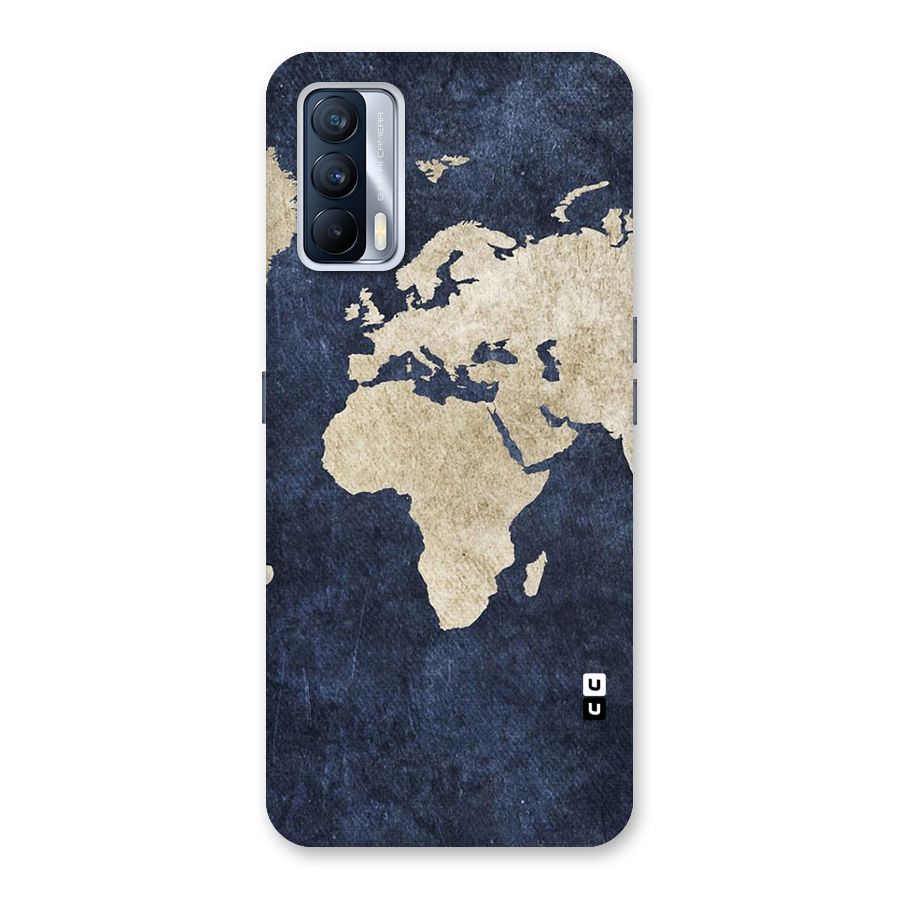 World Map Blue Gold Back Case for Realme X7