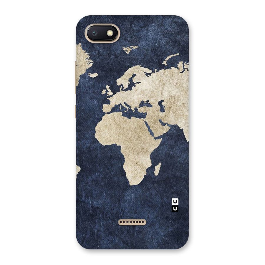 World Map Blue Gold Back Case for Redmi 6A