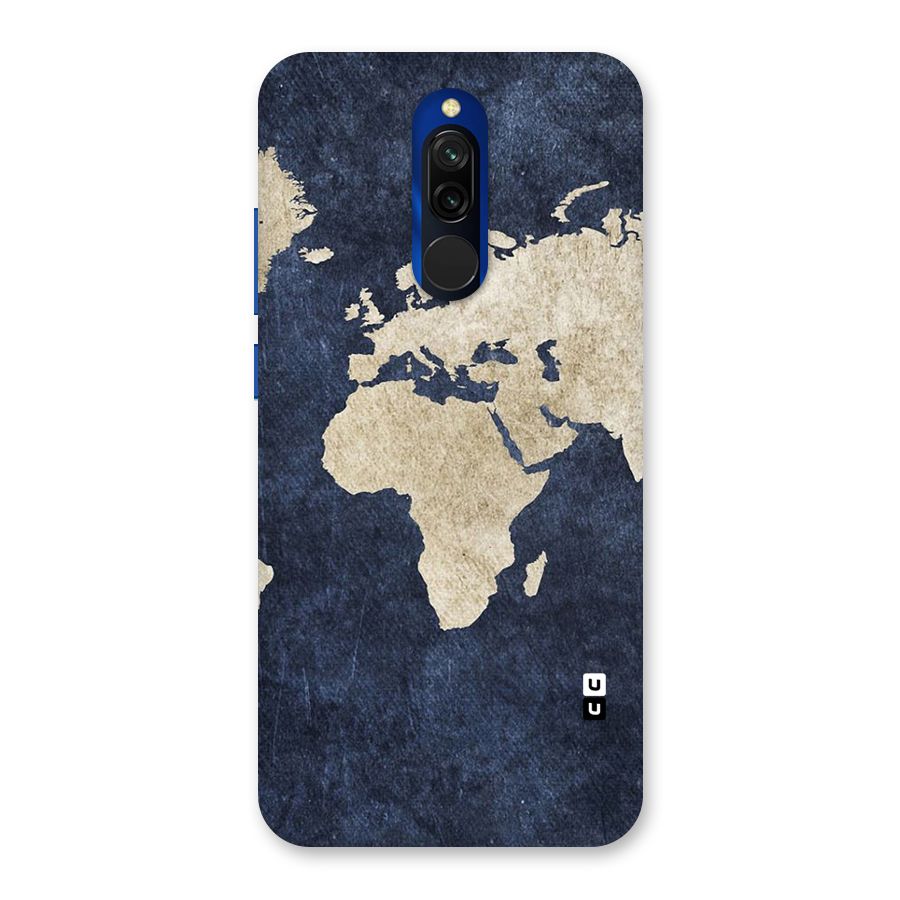 World Map Blue Gold Back Case for Redmi 8