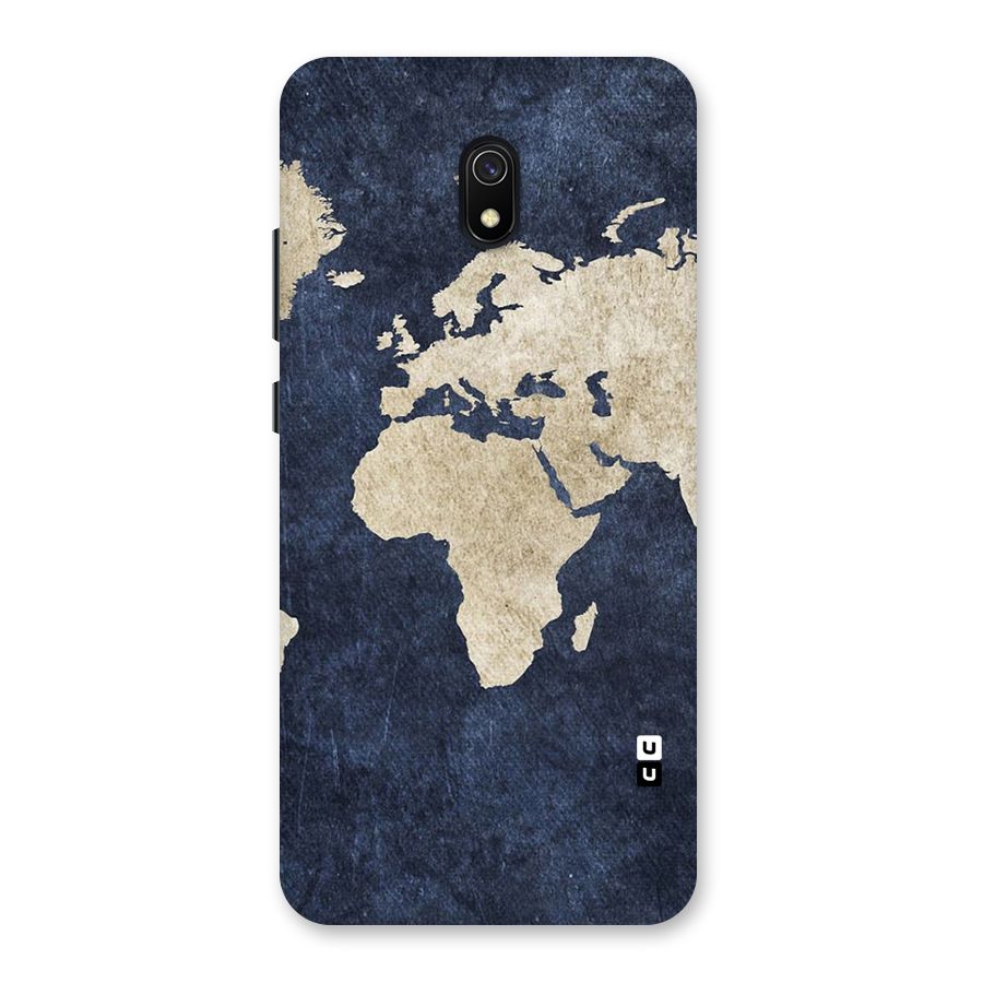 World Map Blue Gold Back Case for Redmi 8A