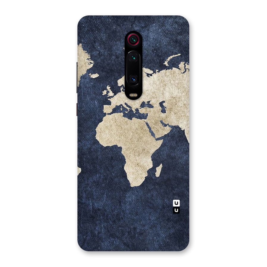 World Map Blue Gold Back Case for Redmi K20