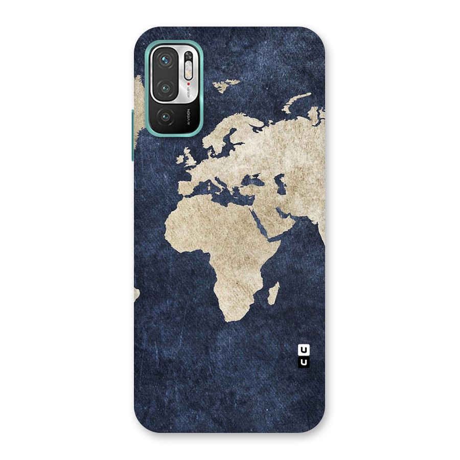 World Map Blue Gold Back Case for Redmi Note 10T 5G