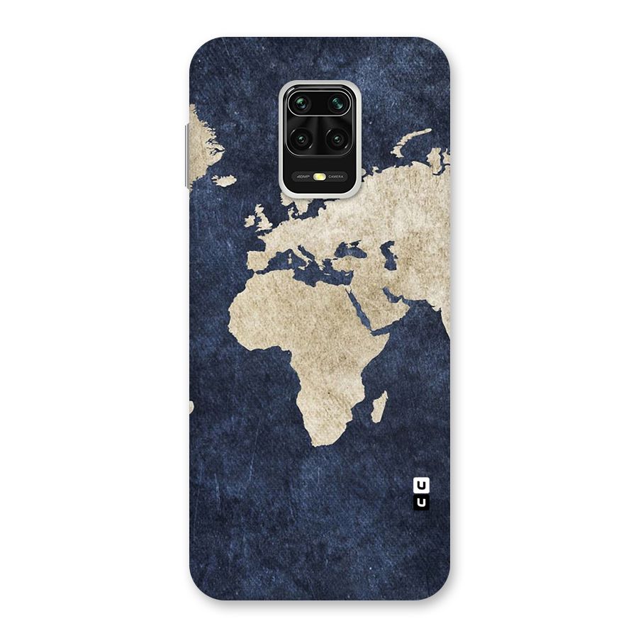 World Map Blue Gold Back Case for Redmi Note 9 Pro