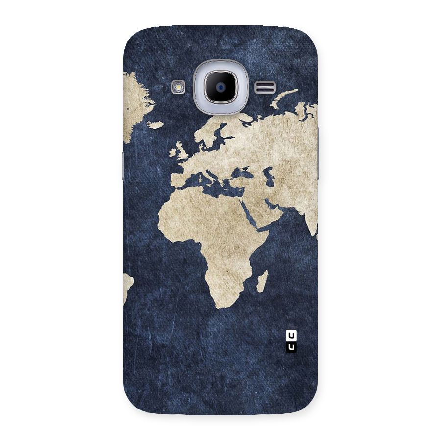 World Map Blue Gold Back Case for Samsung Galaxy J2 2016