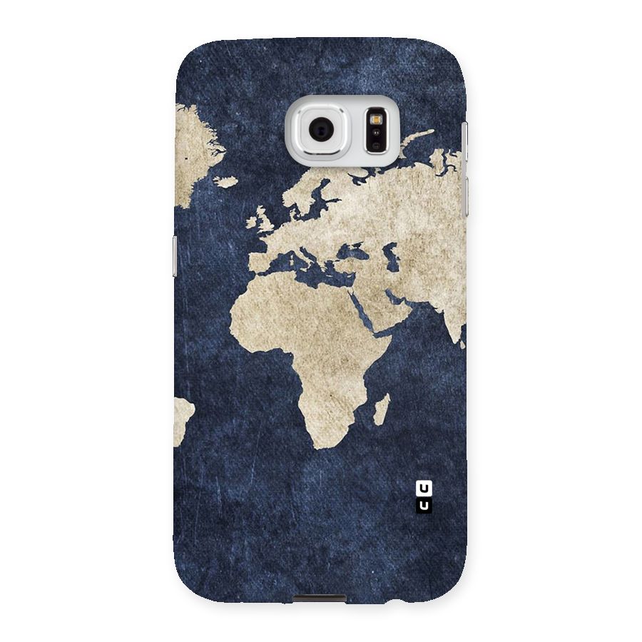 World Map Blue Gold Back Case for Samsung Galaxy S6