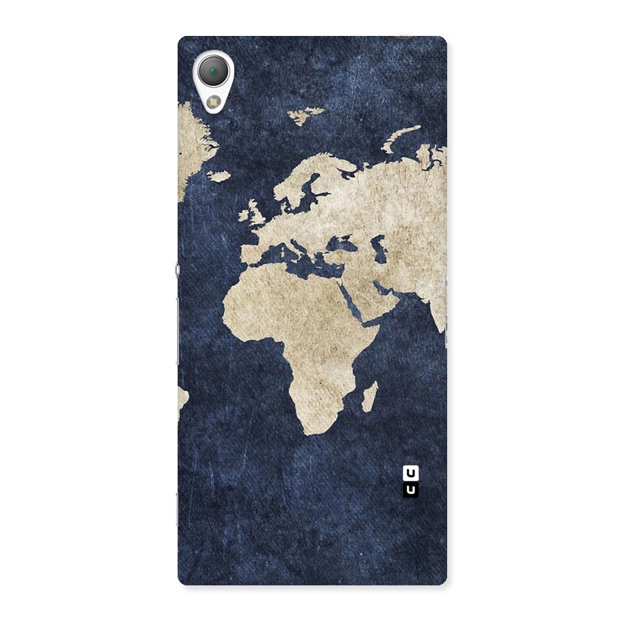 World Map Blue Gold Back Case for Sony Xperia Z3