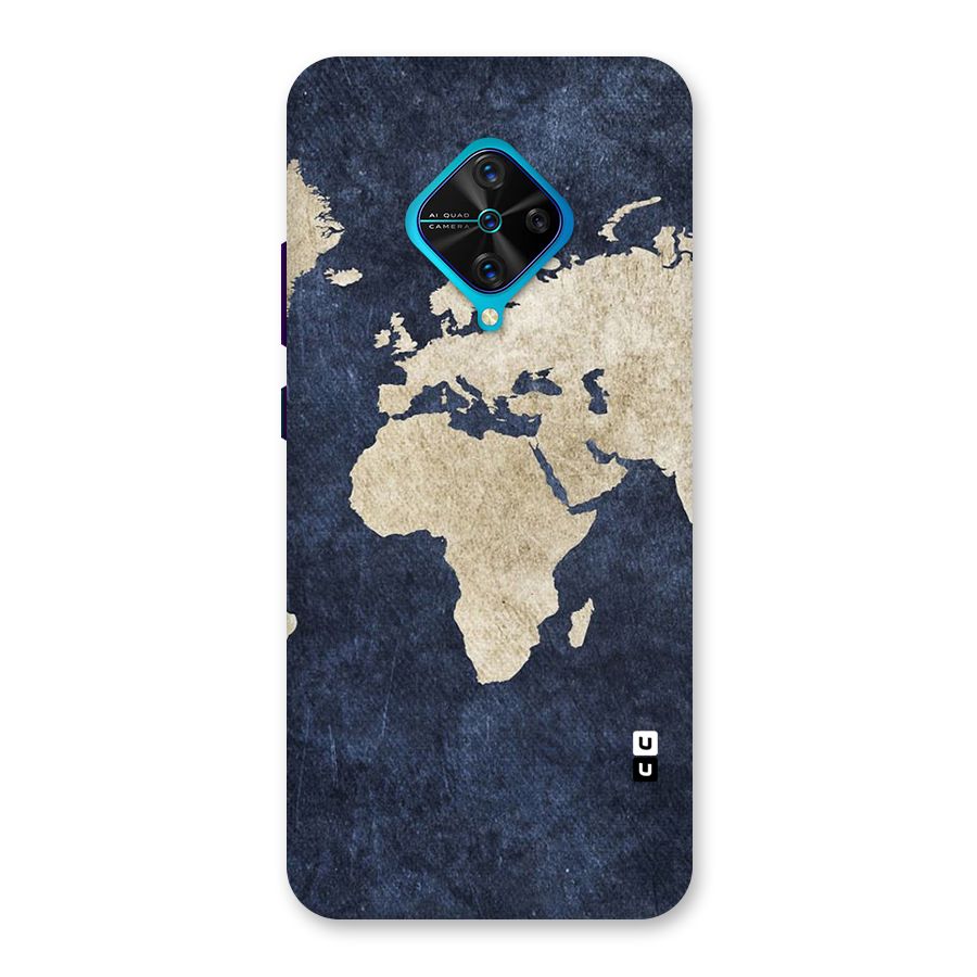 World Map Blue Gold Back Case for Vivo S1 Pro