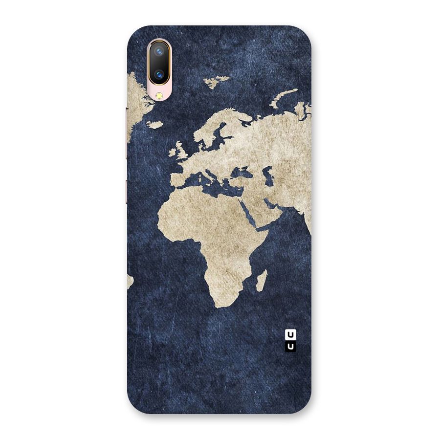 World Map Blue Gold Back Case for Vivo V11 Pro