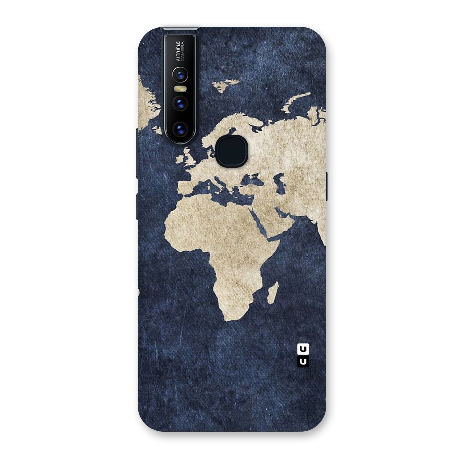 World Map Blue Gold Back Case for Vivo V15