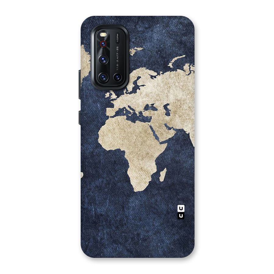World Map Blue Gold Back Case for Vivo V19