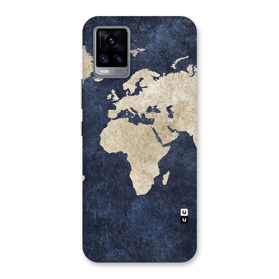 World Map Blue Gold Back Case for Vivo V20