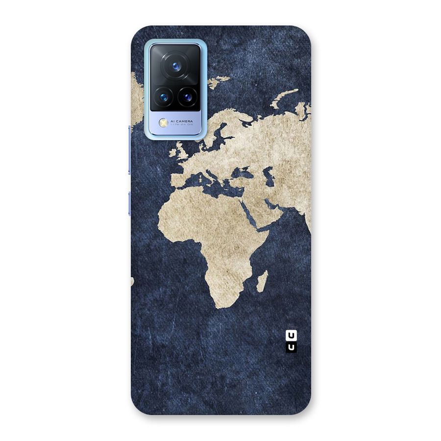 World Map Blue Gold Back Case for Vivo V21 5G