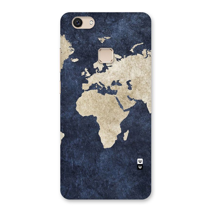 World Map Blue Gold Back Case for Vivo V7