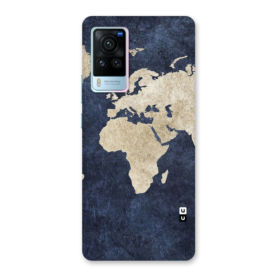World Map Blue Gold Back Case for Vivo X60 Pro