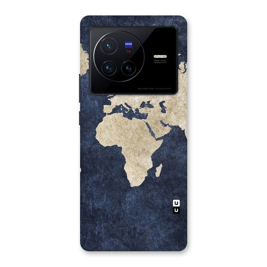 World Map Blue Gold Back Case for Vivo X80