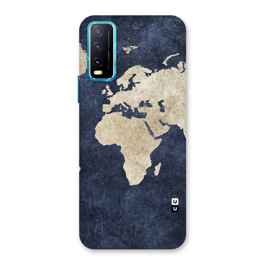 World Map Blue Gold Back Case for Vivo Y20