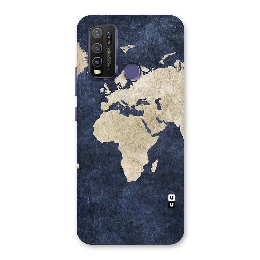 World Map Blue Gold Back Case for Vivo Y30