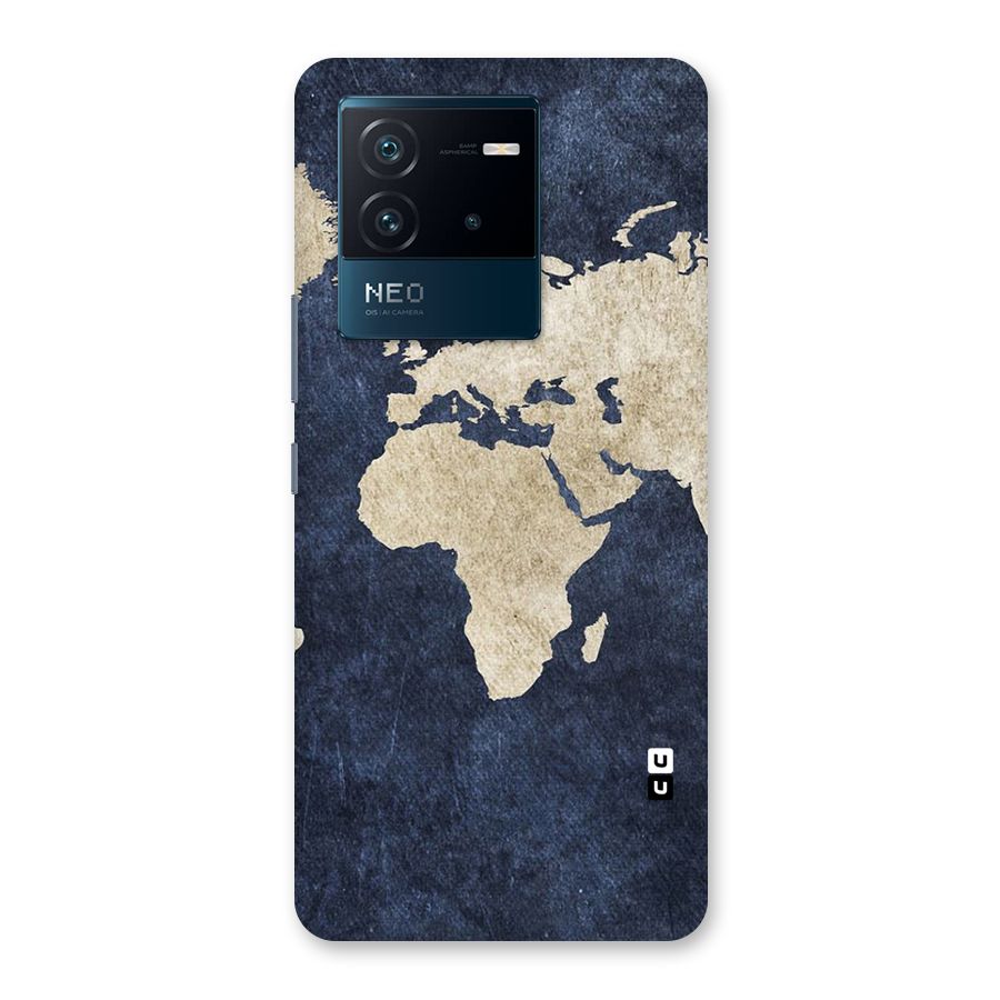 World Map Blue Gold Back Case for Vivo iQOO Neo 6 5G
