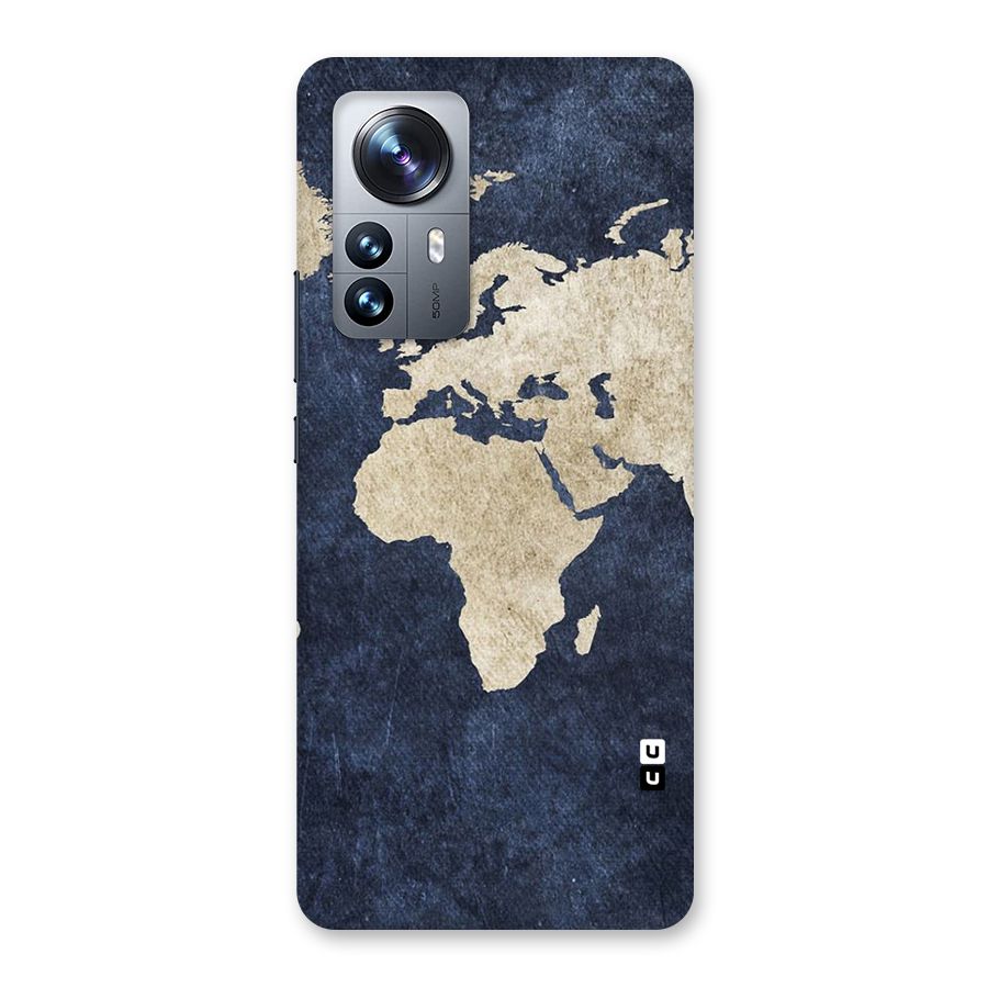 World Map Blue Gold Back Case for Xiaomi 12 Pro