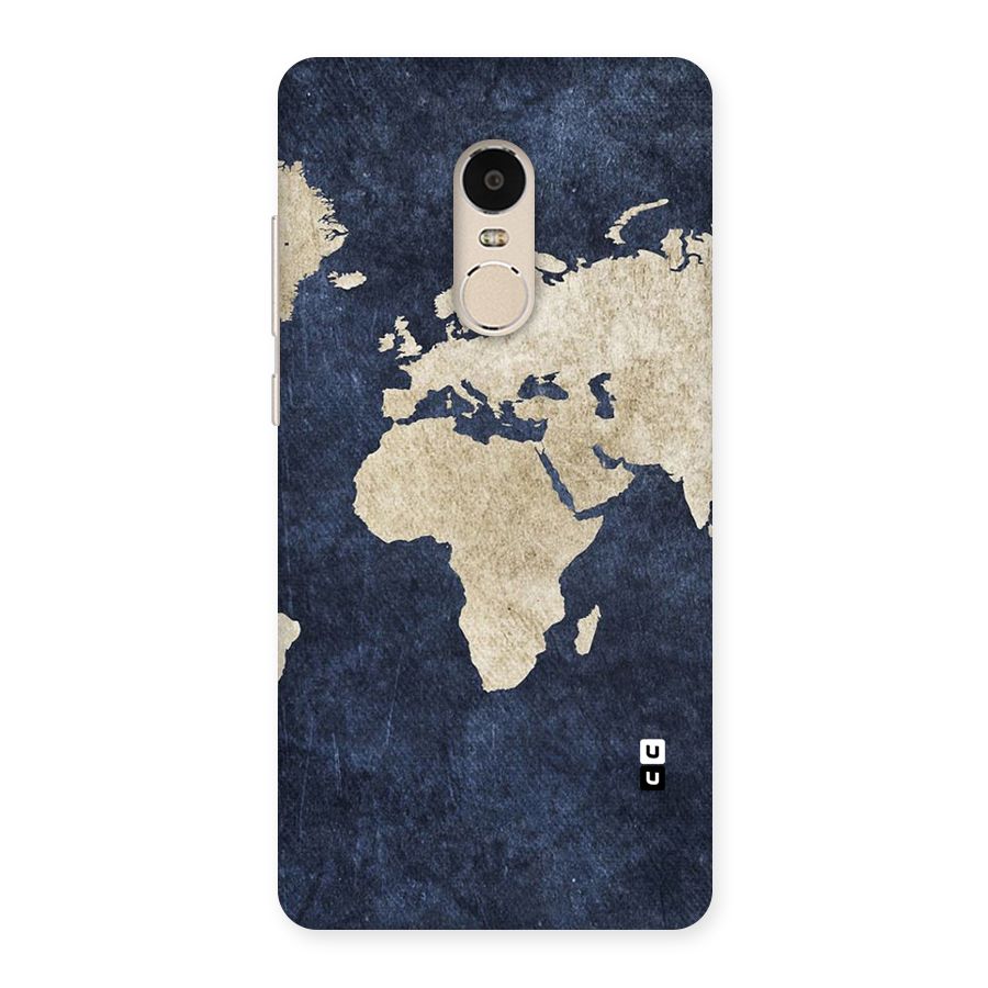 World Map Blue Gold Back Case for Xiaomi Redmi Note 4