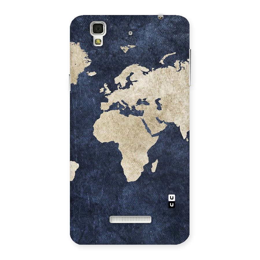 World Map Blue Gold Back Case for YU Yureka Plus