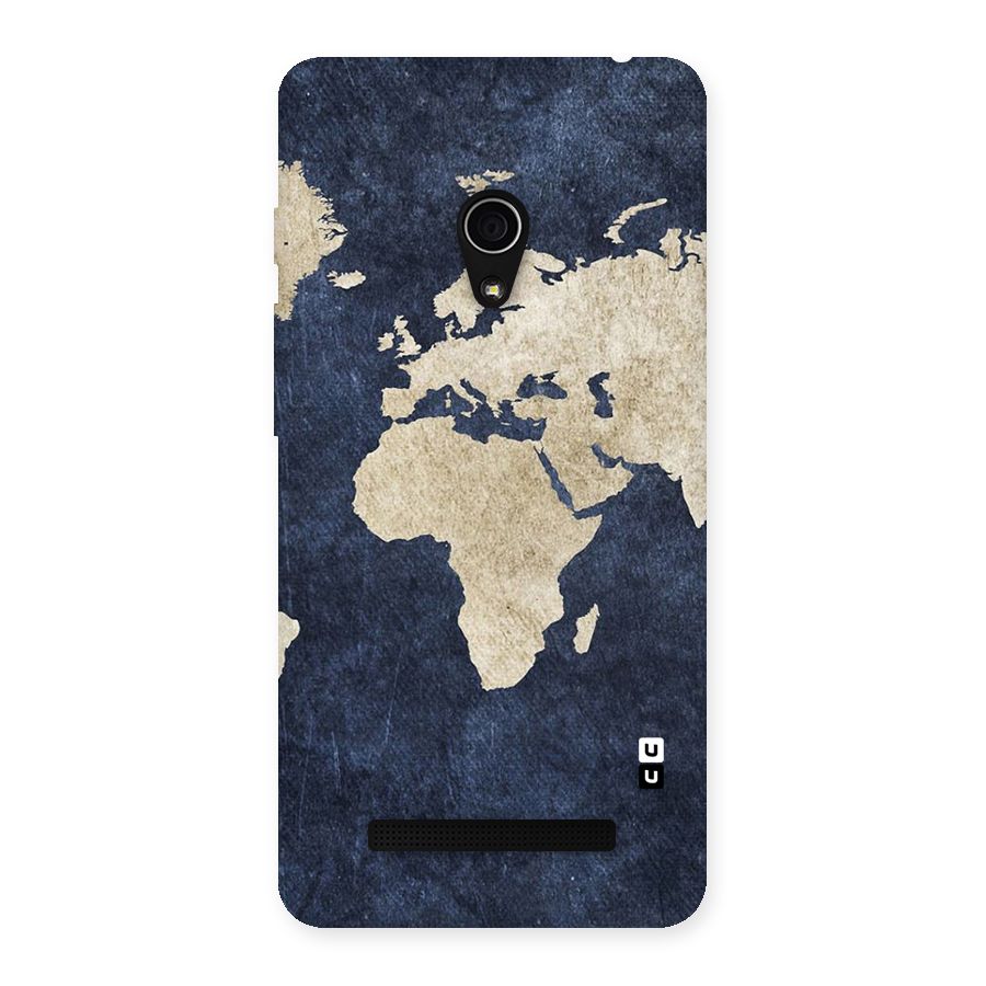 World Map Blue Gold Back Case for Zenfone 5