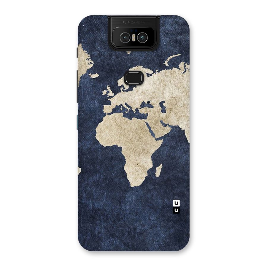 World Map Blue Gold Back Case for Zenfone 6z