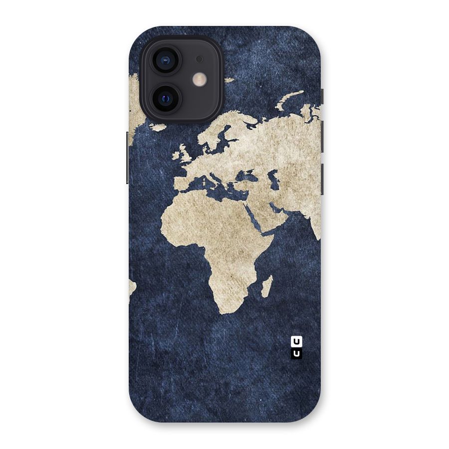 World Map Blue Gold Back Case for iPhone 12